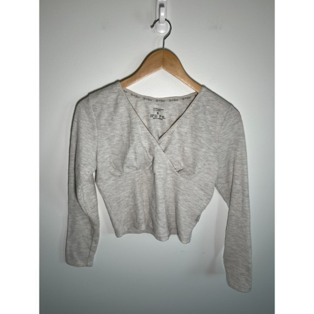 Y2K Babydoll Top Bella‎ Swan Preppy Ribbed Womens Small Grey